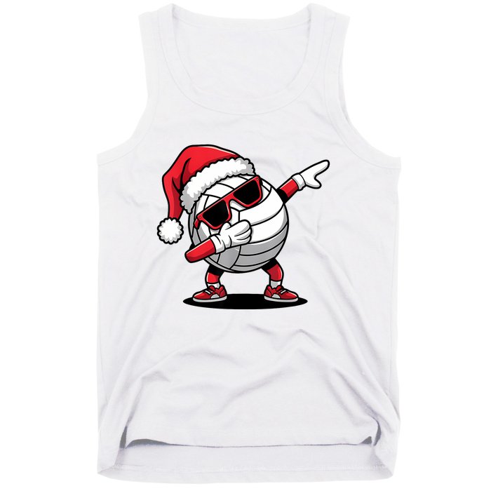 Funny Volleyball Ball Santa Hat Dabbing Xmas Pajamas Tank Top