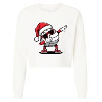 Funny Volleyball Ball Santa Hat Dabbing Xmas Pajamas Cropped Pullover Crew