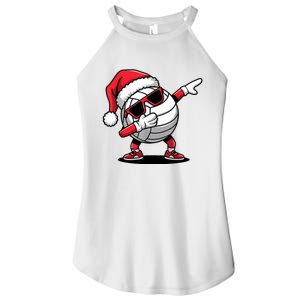 Funny Volleyball Ball Santa Hat Dabbing Xmas Pajamas Women's Perfect Tri Rocker Tank