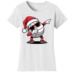 Funny Volleyball Ball Santa Hat Dabbing Xmas Pajamas Women's T-Shirt