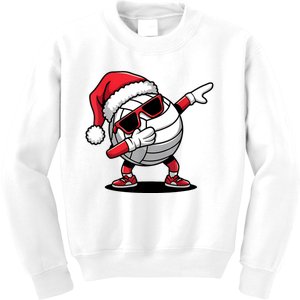 Funny Volleyball Ball Santa Hat Dabbing Xmas Pajamas Kids Sweatshirt