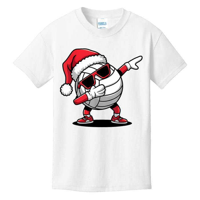 Funny Volleyball Ball Santa Hat Dabbing Xmas Pajamas Kids T-Shirt