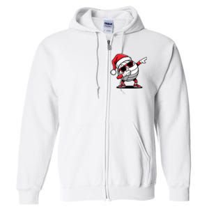 Funny Volleyball Ball Santa Hat Dabbing Xmas Pajamas Full Zip Hoodie