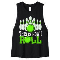 Funny Vintage Bowling Team Bowler Bowling Lover Women's Racerback Cropped Tank