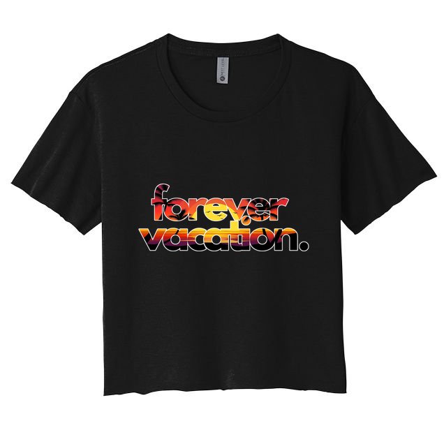 Forever Vacation Beach Sunset Tropical Crop Top