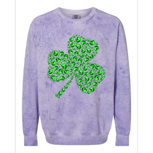 Funny Volleyball Ball Shamrock Clover St Patrick's Day Gift Colorblast Crewneck Sweatshirt