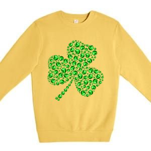 Funny Volleyball Ball Shamrock Clover St Patrick's Day Gift Premium Crewneck Sweatshirt