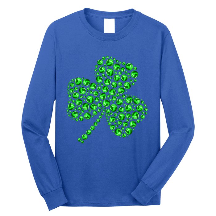 Funny Volleyball Ball Shamrock Clover St Patrick's Day Gift Long Sleeve Shirt