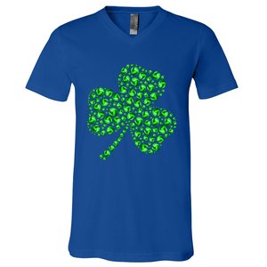 Funny Volleyball Ball Shamrock Clover St Patrick's Day Gift V-Neck T-Shirt