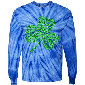 Funny Volleyball Ball Shamrock Clover St Patrick's Day Gift Tie-Dye Long Sleeve Shirt