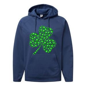 Funny Volleyball Ball Shamrock Clover St Patrick's Day Gift Performance Fleece Hoodie