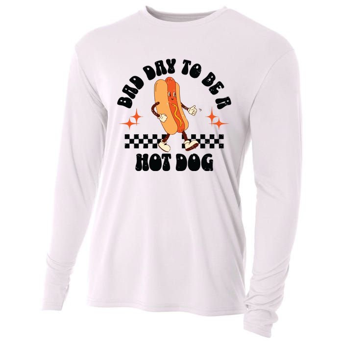 Funny Vintage Bad Day To Be A Hotdog Cooling Performance Long Sleeve Crew