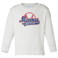 Funny Vintage Baseball Mama Of The Rookie Toddler Long Sleeve Shirt