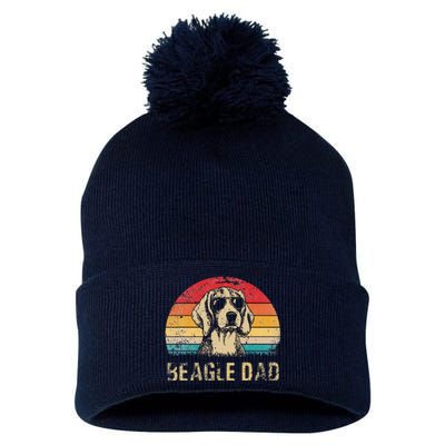 Funny Vintage Beagle Dad Funny Beagle Dog Dad Fathers Day Pom Pom 12in Knit Beanie