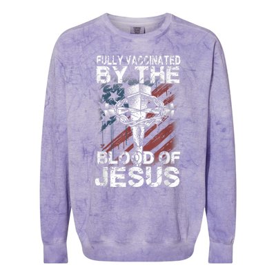 Fully Vaccinated By The Blood Of Jesus Faith Christian Colorblast Crewneck Sweatshirt