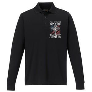 Fully Vaccinated By The Blood Of Jesus Faith Christian Performance Long Sleeve Polo