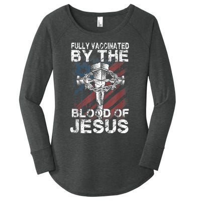 Fully Vaccinated By The Blood Of Jesus Faith Christian Women's Perfect Tri Tunic Long Sleeve Shirt