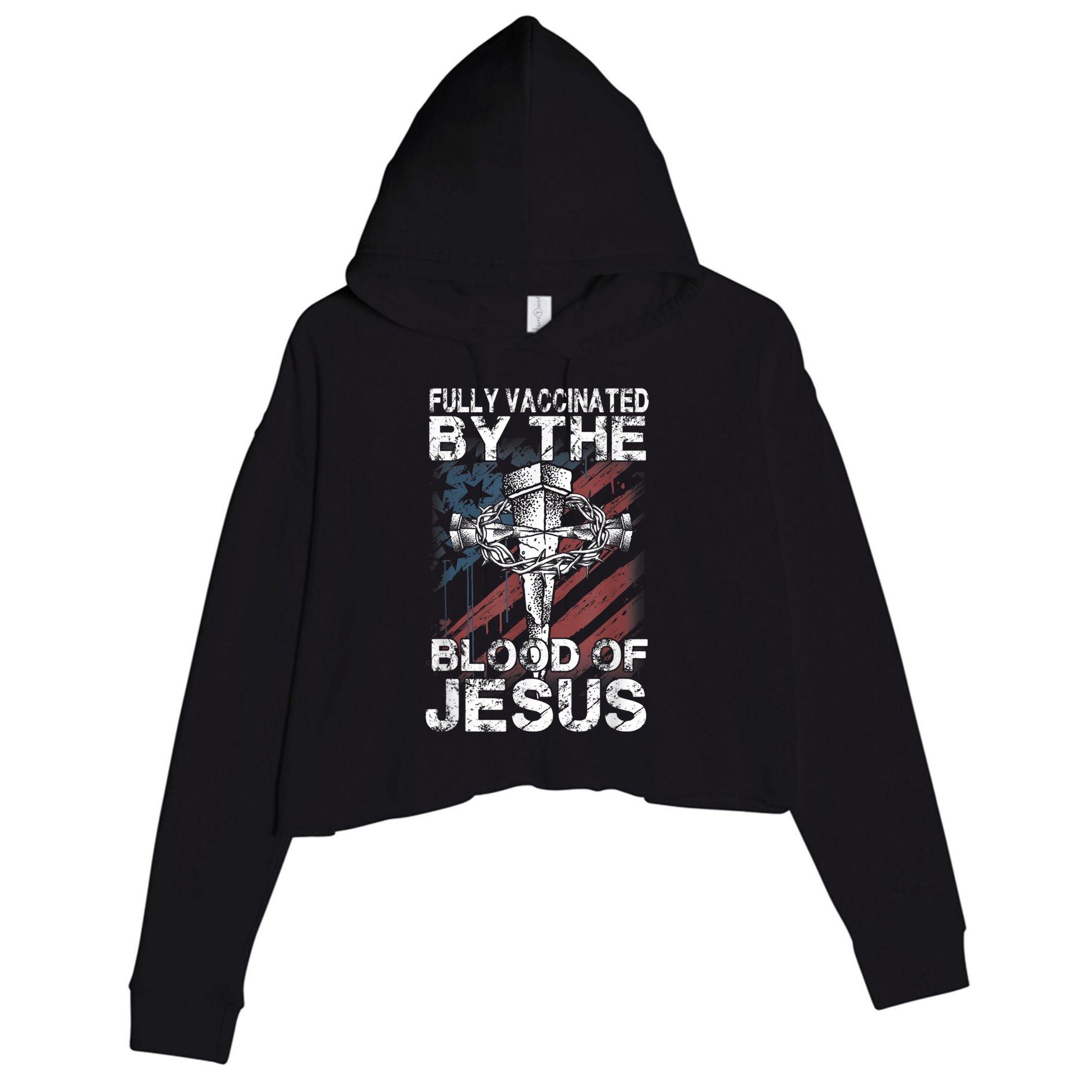 Fully Vaccinated By The Blood Of Jesus Faith Christian Crop Fleece Hoodie