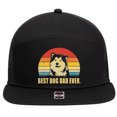 Funny Vintage Best Dog Dad Ever Alaskan Malamute Fathers Day 7 Panel Mesh Trucker Snapback Hat