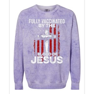 Fully Vaccinated By The Blood Of Jesus Christian USA Flag Colorblast Crewneck Sweatshirt