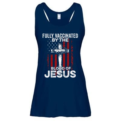 Fully Vaccinated By The Blood Of Jesus Christian USA Flag Ladies Essential Flowy Tank