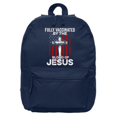 Fully Vaccinated By The Blood Of Jesus Christian USA Flag 16 in Basic Backpack