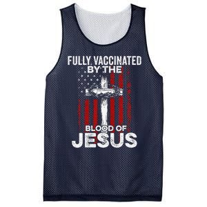 Fully Vaccinated By The Blood Of Jesus Christian USA Flag Mesh Reversible Basketball Jersey Tank