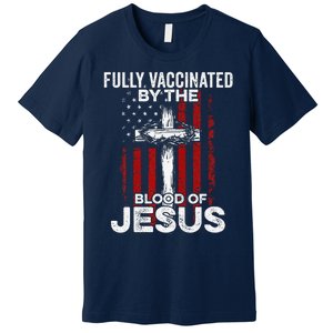 Fully Vaccinated By The Blood Of Jesus Christian USA Flag Premium T-Shirt