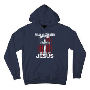 Fully Vaccinated By The Blood Of Jesus Christian USA Flag Tall Hoodie