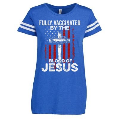 Fully Vaccinated By The Blood Of Jesus Christian USA Flag Enza Ladies Jersey Football T-Shirt