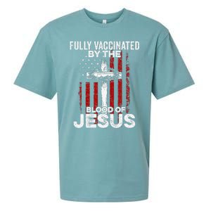 Fully Vaccinated By The Blood Of Jesus Christian USA Flag Sueded Cloud Jersey T-Shirt