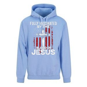 Fully Vaccinated By The Blood Of Jesus Christian USA Flag Unisex Surf Hoodie