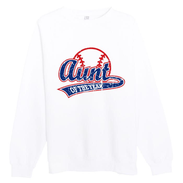 Funny Vintage Baseball Aunt of the Year Premium Crewneck Sweatshirt