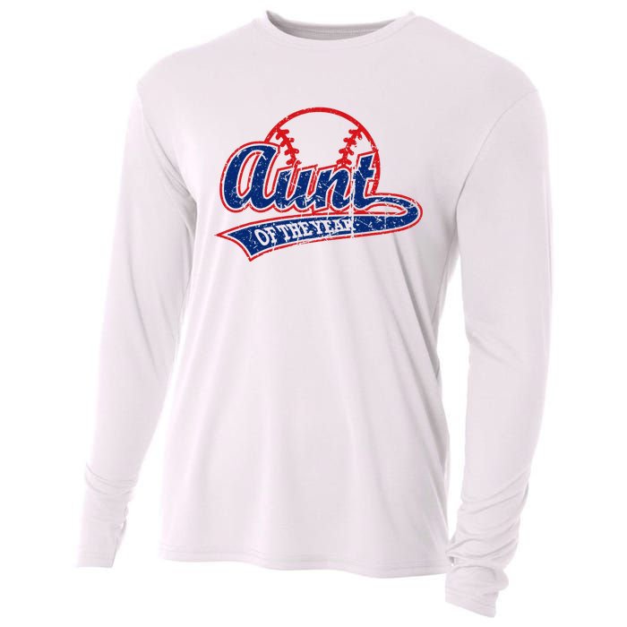 Funny Vintage Baseball Aunt of the Year Cooling Performance Long Sleeve Crew