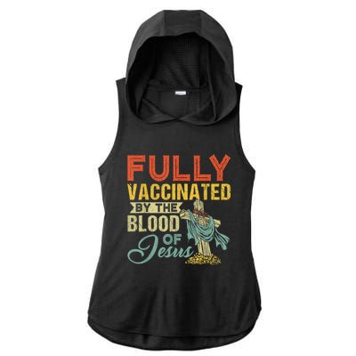 Fully Vaccinated By The Blood Of Jesus Funny Christian Ladies PosiCharge Tri-Blend Wicking Draft Hoodie Tank