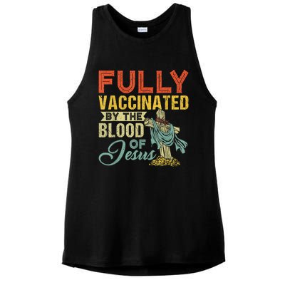 Fully Vaccinated By The Blood Of Jesus Funny Christian Ladies PosiCharge Tri-Blend Wicking Tank