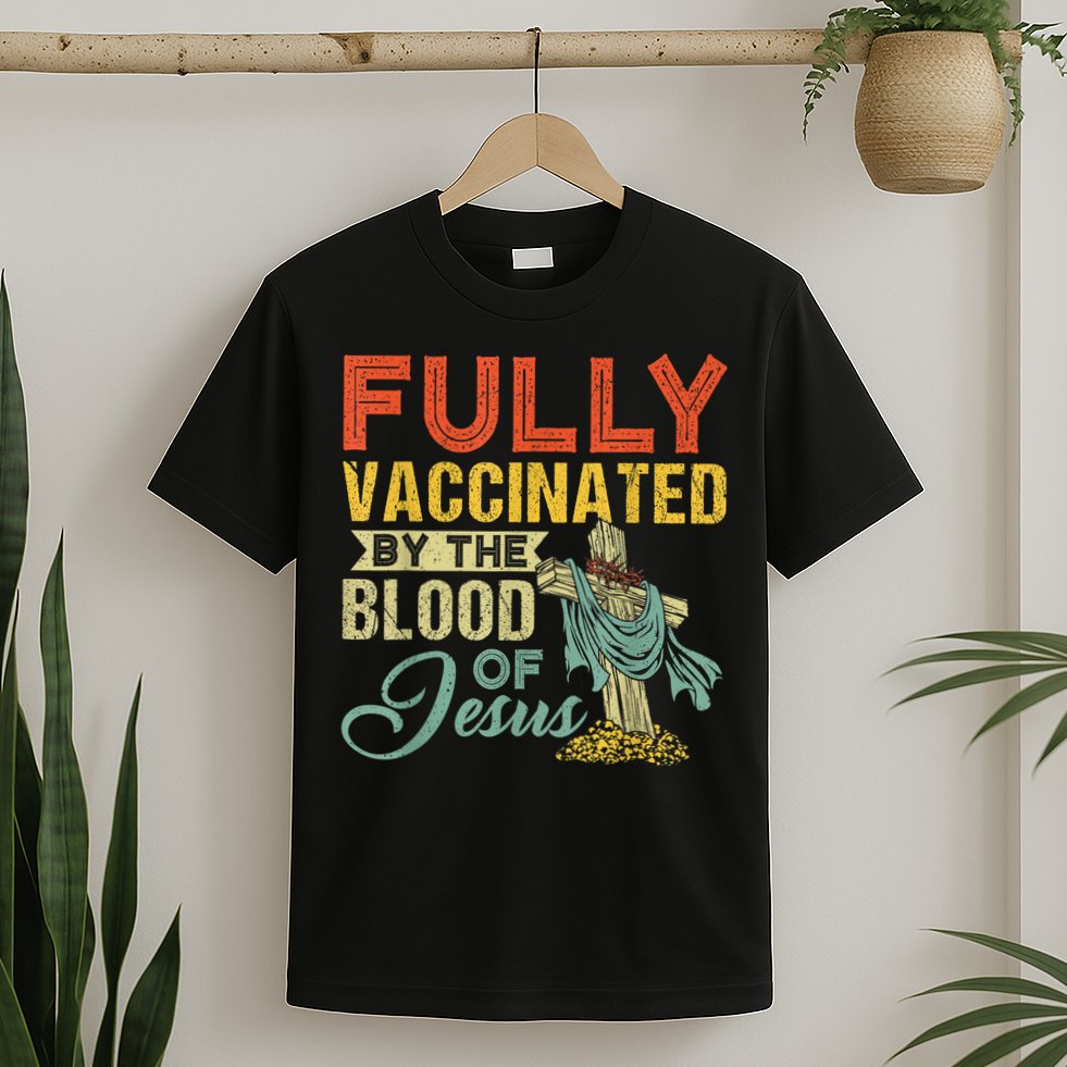 Fully Vaccinated By The Blood Of Jesus Funny Christian T-Shirt