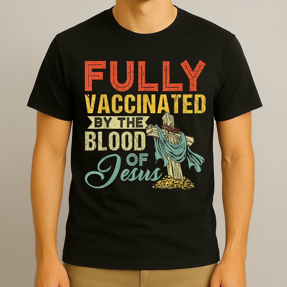 Fully Vaccinated By The Blood Of Jesus Funny Christian T-Shirt