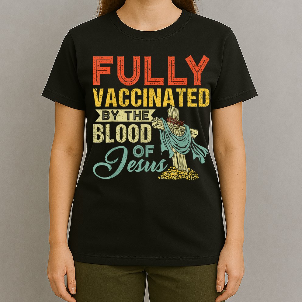 Fully Vaccinated By The Blood Of Jesus Funny Christian T-Shirt