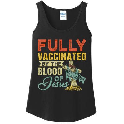 Fully Vaccinated By The Blood Of Jesus Funny Christian Ladies Essential Tank