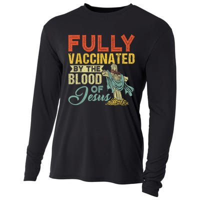 Fully Vaccinated By The Blood Of Jesus Funny Christian Cooling Performance Long Sleeve Crew