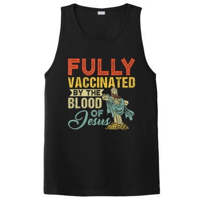 Fully Vaccinated By The Blood Of Jesus Funny Christian PosiCharge Competitor Tank