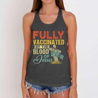 Fully Vaccinated By The Blood Of Jesus Funny Christian Women's Knotted Racerback Tank