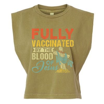 Fully Vaccinated By The Blood Of Jesus Funny Christian Garment-Dyed Women's Muscle Tee