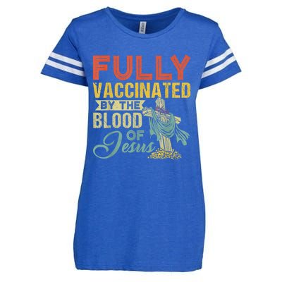 Fully Vaccinated By The Blood Of Jesus Funny Christian Enza Ladies Jersey Football T-Shirt