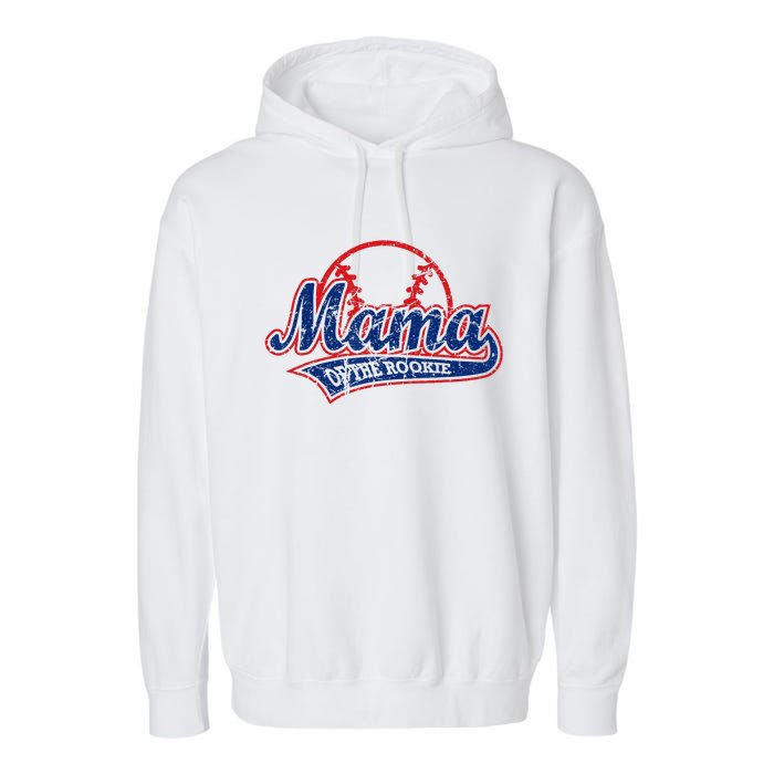 Funny Vintage Baseball Mama of the Rookie Garment-Dyed Fleece Hoodie