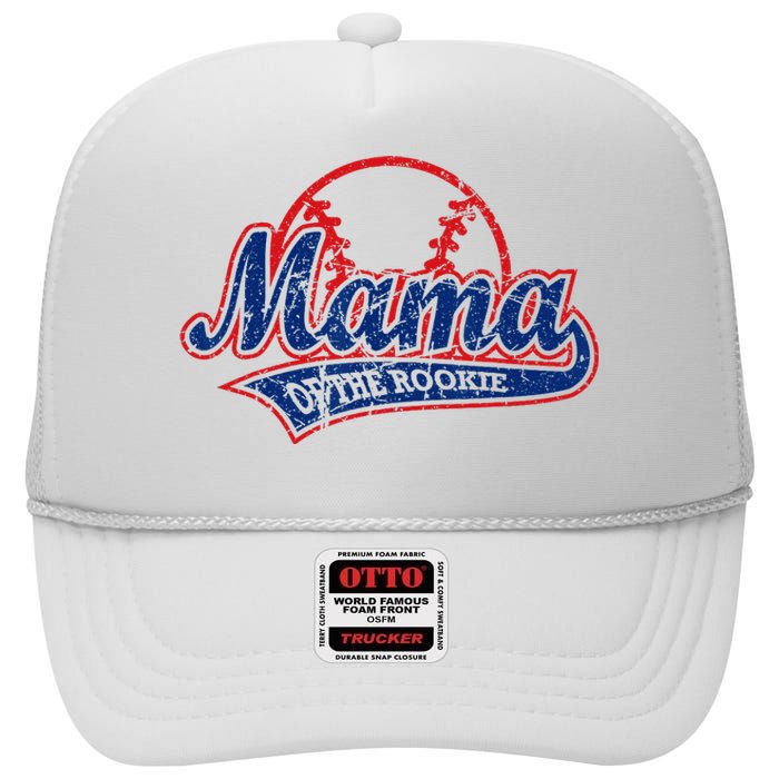 Funny Vintage Baseball Mama of the Rookie High Crown Mesh Back Trucker Hat