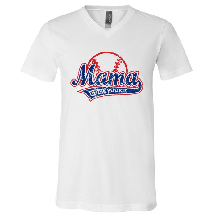 Funny Vintage Baseball Mama of the Rookie V-Neck T-Shirt