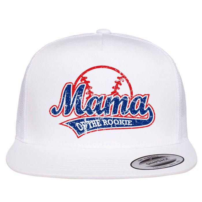 Funny Vintage Baseball Mama of the Rookie Flat Bill Trucker Hat