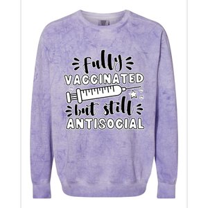 Fully Vaccinated But Still Antisocial Colorblast Crewneck Sweatshirt